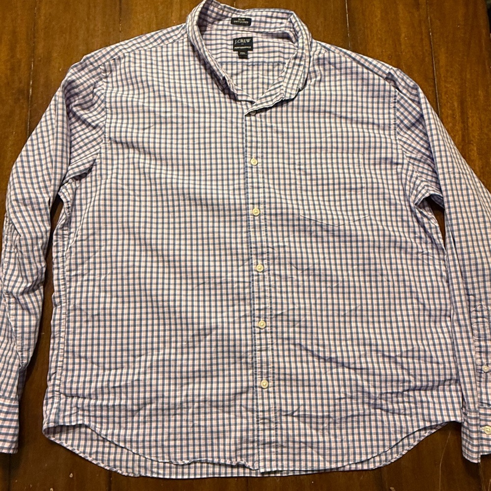 J. Crew Men's Purple/blue andpink Checkered Shirt